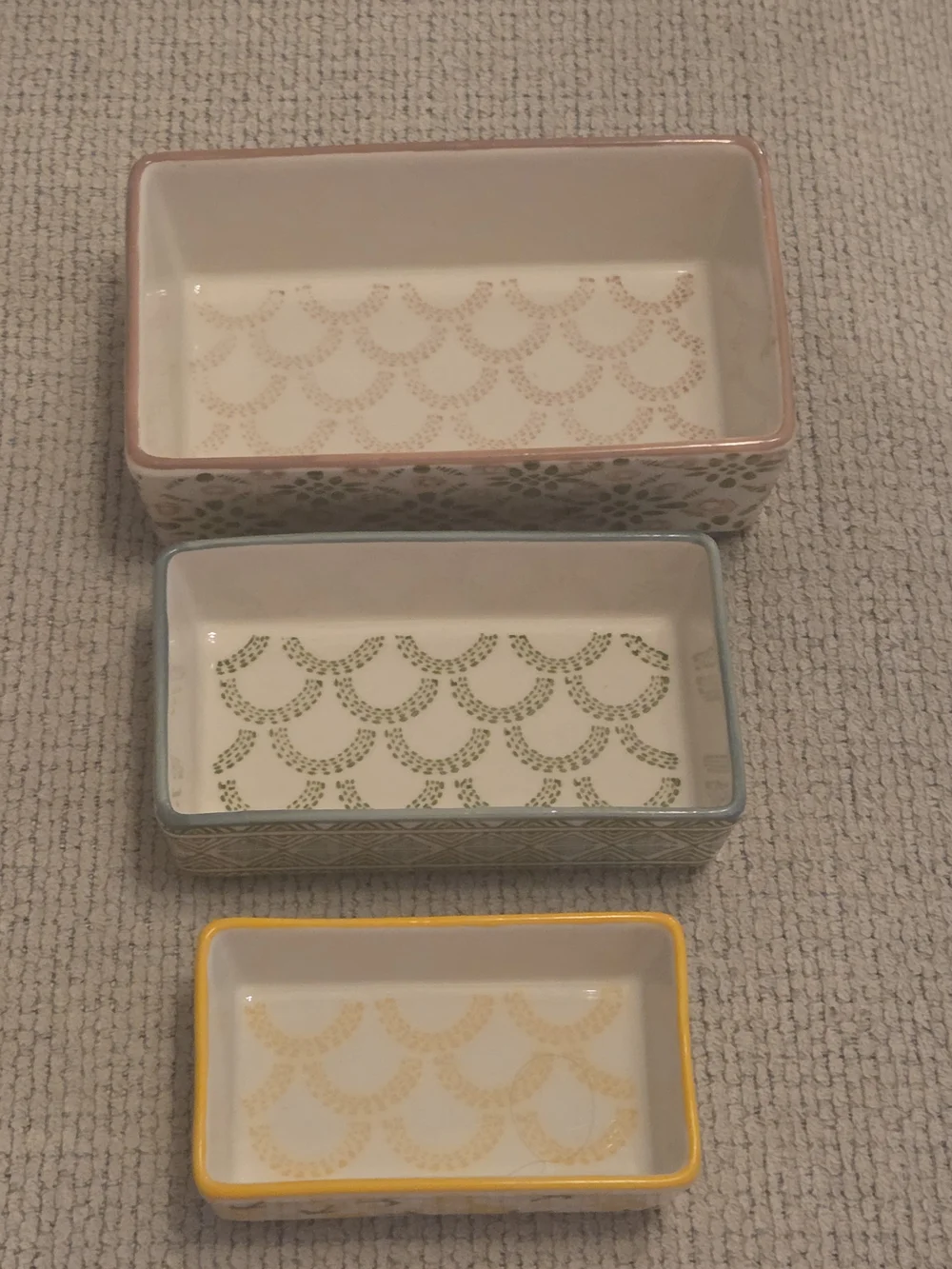 Cactus Ceramic Jewelry Trays Set in Pink, Green, and Yellow
